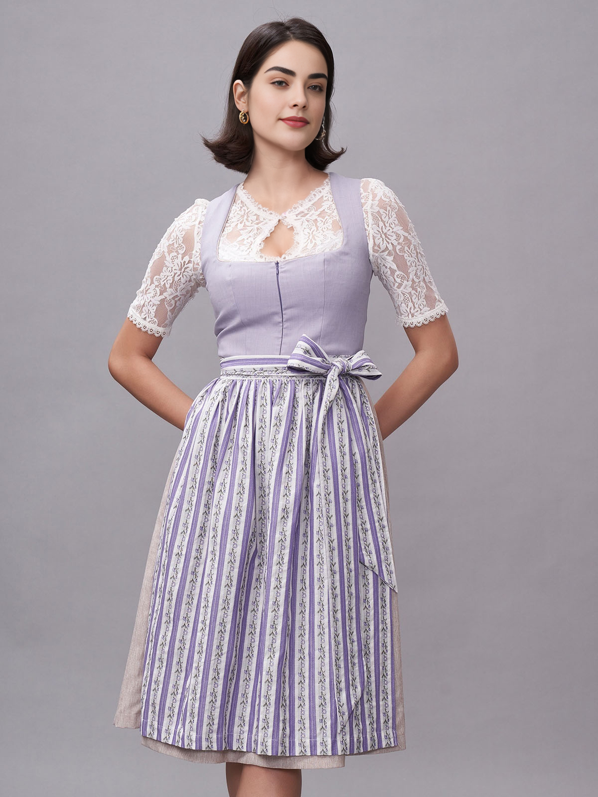 Dirndl in Grau-Schwarz